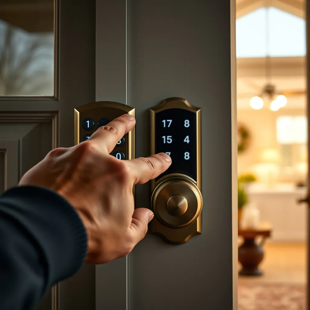 keypad deadbolt in action