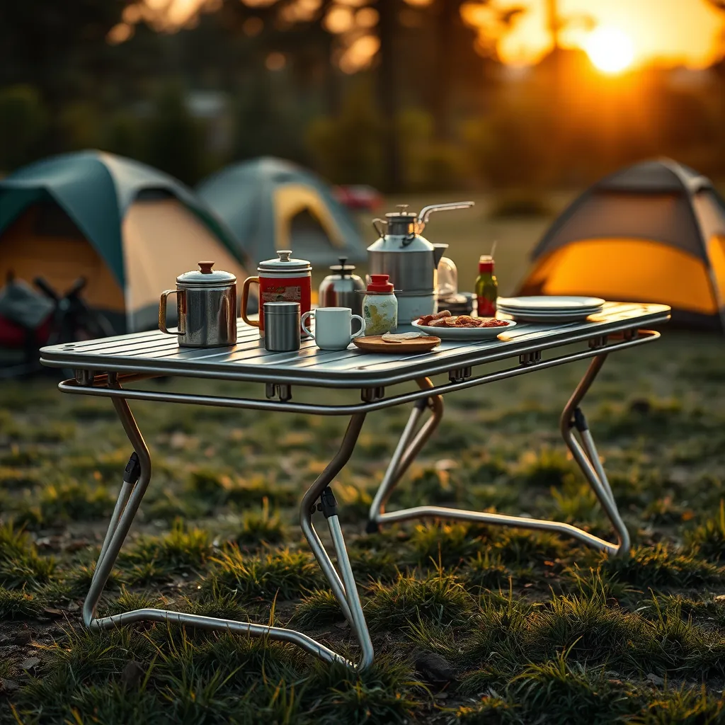 camping table in action